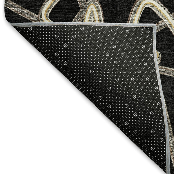 HomeRoots 10' X 14' Black And Ivory Geometric Area Rug - Washable, Stain-Resistant, UV Protected for Home Style 675288