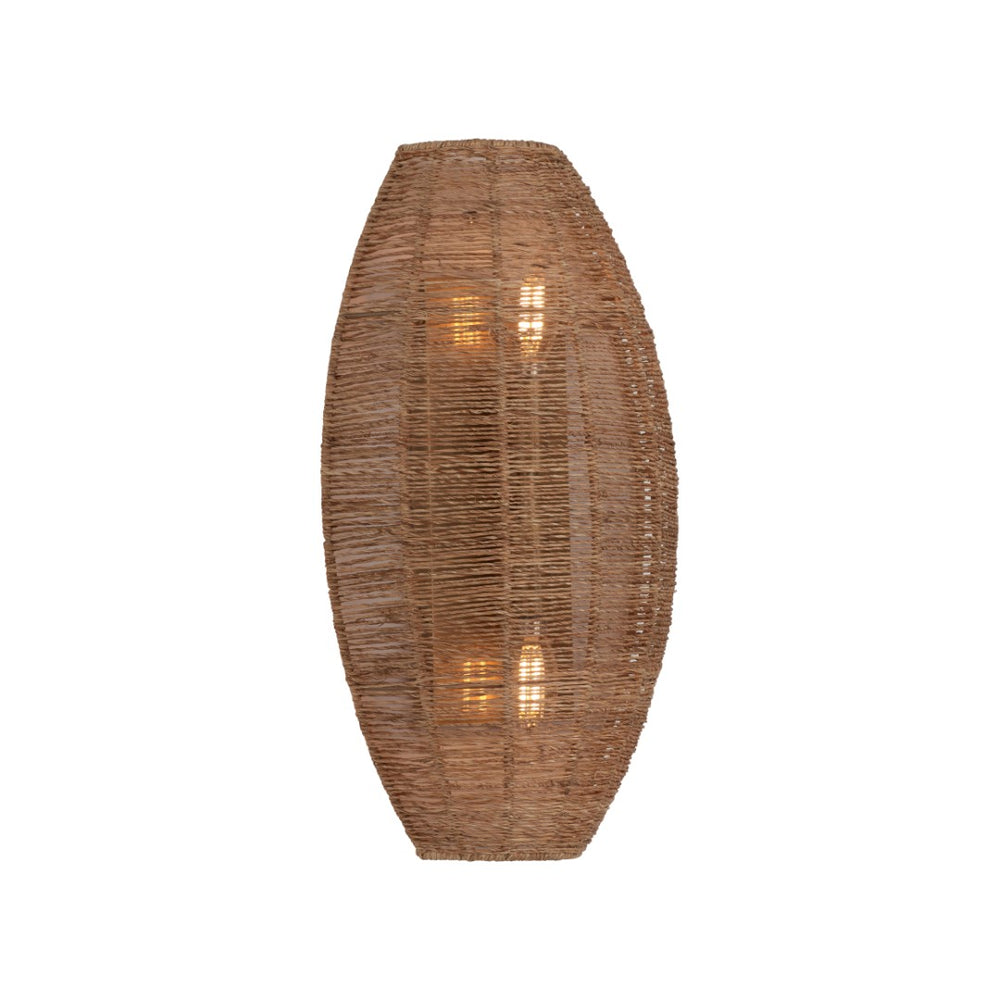 Wildwood Teague Raffia Sconce With Antique Brass — Handcrafted Curved Shade, Soft Ambient Glow For Coastal Homes 67529