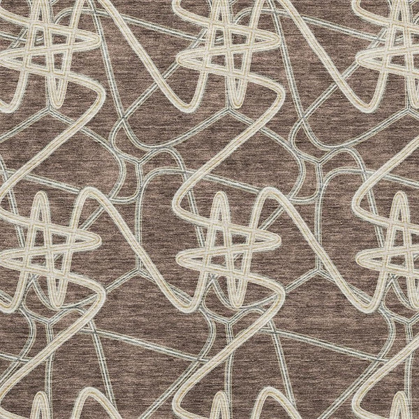 HomeRoots 5' X 8' Brown and Ivory Geometric Washable Area Rug - Durable, Stylish, UV-Protected for Any Space 675290
