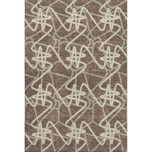HomeRoots 8' X 10' Brown and Ivory Geometric Washable Area Rug - Durable, Stylish, Stain-Resistant Design! 675292