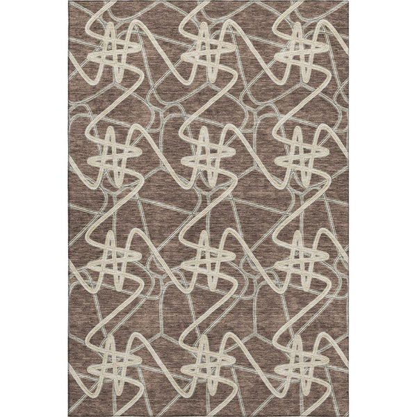HomeRoots 8' X 10' Brown and Ivory Geometric Washable Area Rug - Durable, Stylish, Stain-Resistant Design! 675292