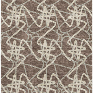 HomeRoots 8' X 10' Brown and Ivory Geometric Washable Area Rug - Durable, Stylish, Stain-Resistant Design! 675292