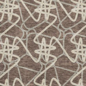 HomeRoots 9' X 12' Brown & Ivory Geometric Washable Area Rug with UV Protection - Durable, Stylish & Easy Care 675293