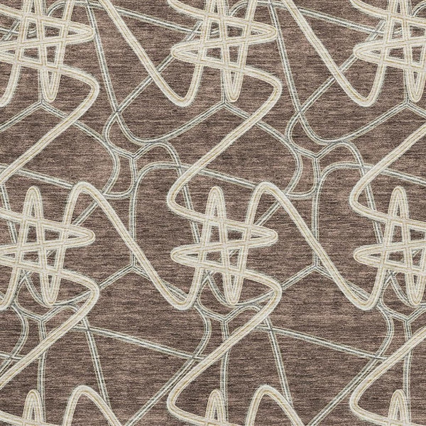 HomeRoots 9' X 12' Brown & Ivory Geometric Washable Area Rug with UV Protection - Durable, Stylish & Easy Care 675293