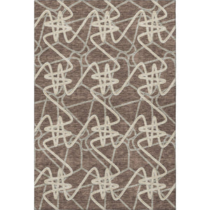 HomeRoots 10' X 14' Brown & Ivory Geometric Area Rug - Washable, Stain-Resistant, UV Protected for Busy Homes 675294