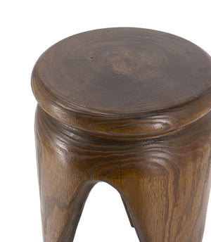 English Elm 11x11x16.5" Solid Paulownia Wood Side Table Hand Carved Three Leg Earthy Accent W2078P461605