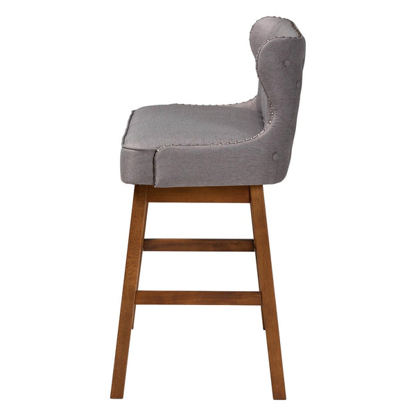 Baxton Studio Baxton Studio Grey Upholstered Bar Bench - Modern Button-Tufted Seating for Kitchen & Dining Nook BBT5218-Grey Bench