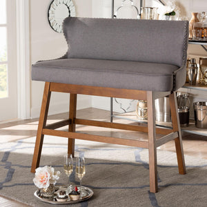 Baxton Studio Baxton Studio Grey Upholstered Bar Bench - Modern Button-Tufted Seating for Kitchen & Dining Nook BBT5218-Grey Bench