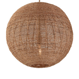 Wildwood Teague Triple Pendant Raffia Rope Chandelier With Staggered Shades, Natural Brass Accents For Coastal-Modern Style 67530