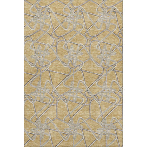HomeRoots 10' x 14' Gold and Ivory Geometric Area Rug - Washable, UV-Protected, and Perfect for Busy Homes! 675300