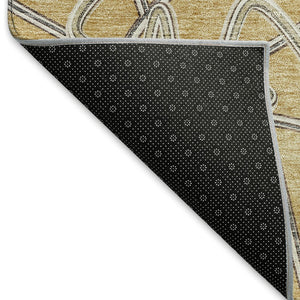 HomeRoots 10' x 14' Gold and Ivory Geometric Area Rug - Washable, UV-Protected, and Perfect for Busy Homes! 675300