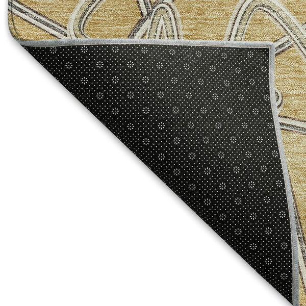 HomeRoots 10' x 14' Gold and Ivory Geometric Area Rug - Washable, UV-Protected, and Perfect for Busy Homes! 675300