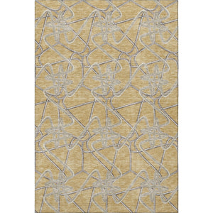 HomeRoots 10' x 14' Gold and Ivory Geometric Area Rug - Washable, UV-Protected, and Perfect for Busy Homes! 675300