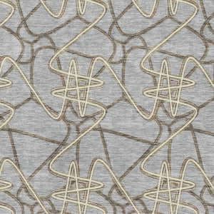 HomeRoots 5' X 8' Gray And Ivory Geometric Washable Area Rug - Durable, Stain Resistant, UV Protected Design! 675302