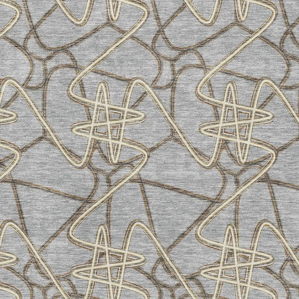 HomeRoots 5' X 8' Gray And Ivory Geometric Washable Area Rug - Durable, Stain Resistant, UV Protected Design! 675302