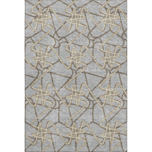 HomeRoots 9' X 12' Gray and Ivory Geometric Washable Area Rug - UV Protected, Durable & Stylish for Any Room 675305