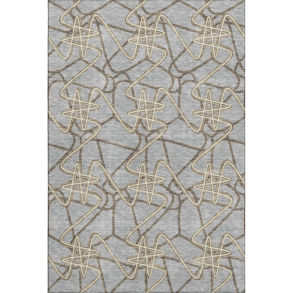 HomeRoots 9' X 12' Gray and Ivory Geometric Washable Area Rug - UV Protected, Durable & Stylish for Any Room 675305
