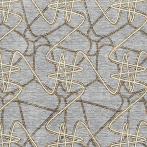 HomeRoots 9' X 12' Gray and Ivory Geometric Washable Area Rug - UV Protected, Durable & Stylish for Any Room 675305