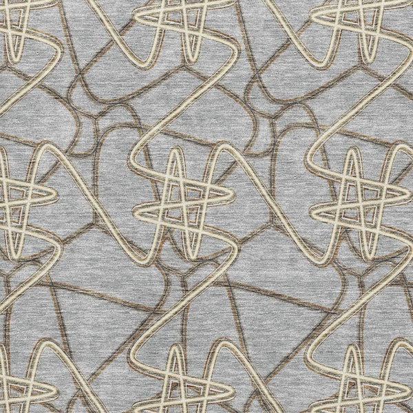 HomeRoots 9' X 12' Gray and Ivory Geometric Washable Area Rug - UV Protected, Durable & Stylish for Any Room 675305