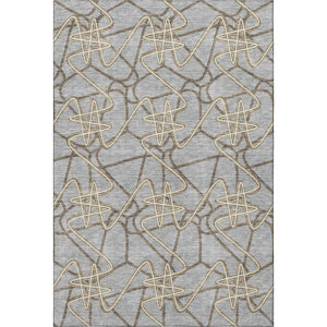 HomeRoots 10' X 14' Gray & Ivory Geometric Washable Area Rug – Modern, Stain Resistant with UV Protection! 675306
