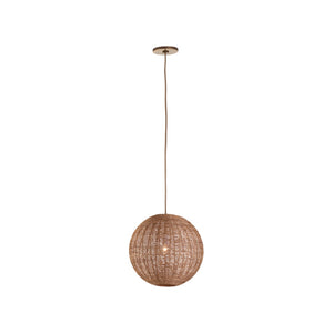 Wildwood Teague Handwoven Raffia Pendant Light — Low-Profile Coastal Fixture For Warm, Diffused Ambient Glow 14h x 14w x 14d 67531