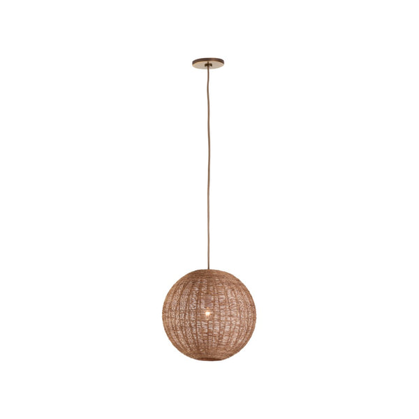 Wildwood Teague Handwoven Raffia Pendant Light — Low-Profile Coastal Fixture For Warm, Diffused Ambient Glow 14h x 14w x 14d 67531