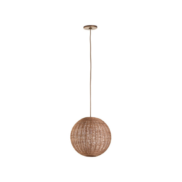 Wildwood Teague Handwoven Raffia Pendant Light — Low-Profile Coastal Fixture For Warm, Diffused Ambient Glow 14h x 14w x 14d 67531