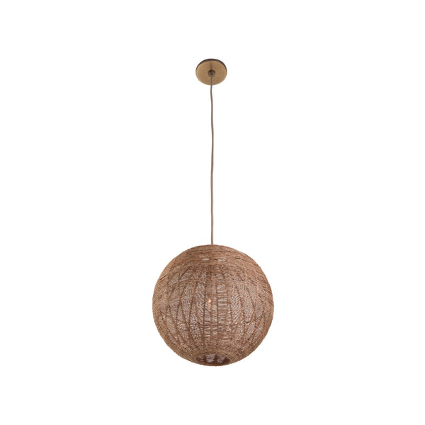 Wildwood Teague Handwoven Raffia Pendant Light — Low-Profile Coastal Fixture For Warm, Diffused Ambient Glow 14h x 14w x 14d 67531