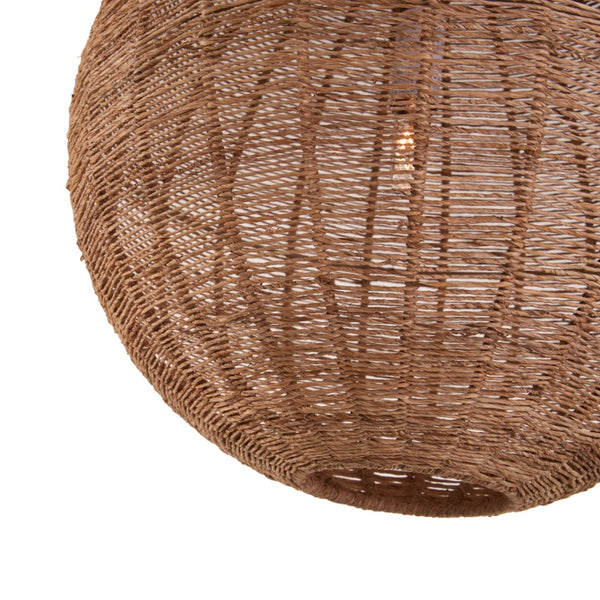 Wildwood Teague Handwoven Raffia Pendant Light — Low-Profile Coastal Fixture For Warm, Diffused Ambient Glow 14h x 14w x 14d 67531
