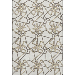HomeRoots 8' X 10' Ivory and Beige Geometric Area Rug – Stylish, Washable, Stain-Resistant, UV Protected Design 675310