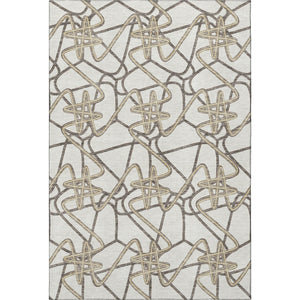 HomeRoots 8' X 10' Ivory and Beige Geometric Area Rug – Stylish, Washable, Stain-Resistant, UV Protected Design 675310