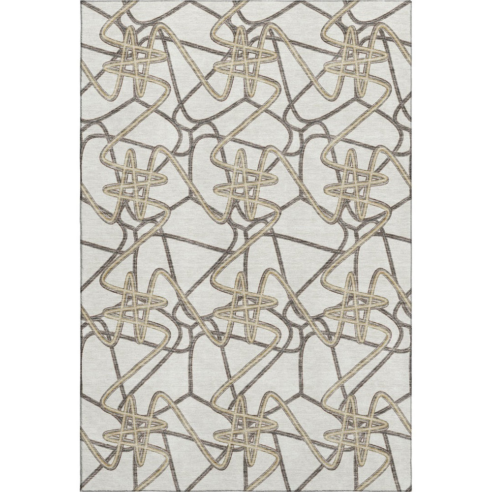 HomeRoots 10' X 14' Ivory And Beige Geometric Area Rug - Washable, UV-Protected, Durable Design for Homes 675312