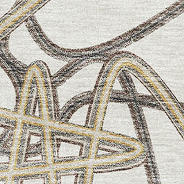 HomeRoots 10' X 14' Ivory And Beige Geometric Area Rug - Washable, UV-Protected, Durable Design for Homes 675312