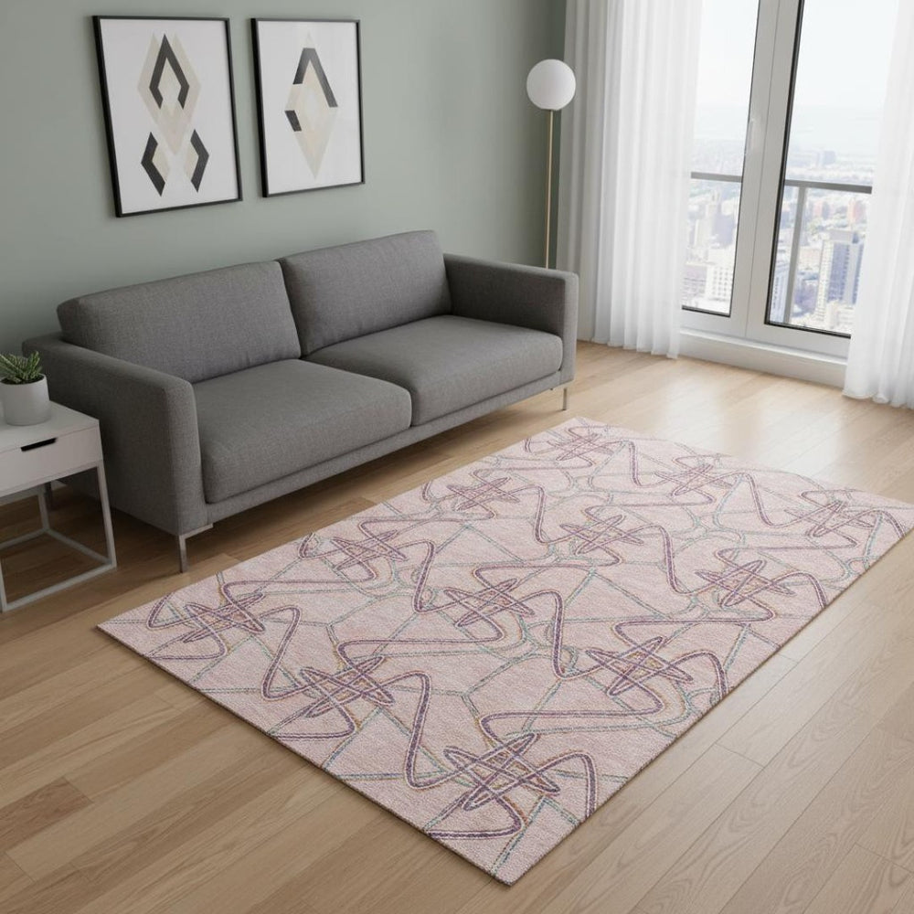 HomeRoots 5' X 8' Vibrant Geometric Area Rug with UV Protection - Washable, Stain-Resistant, Durable Design 675314