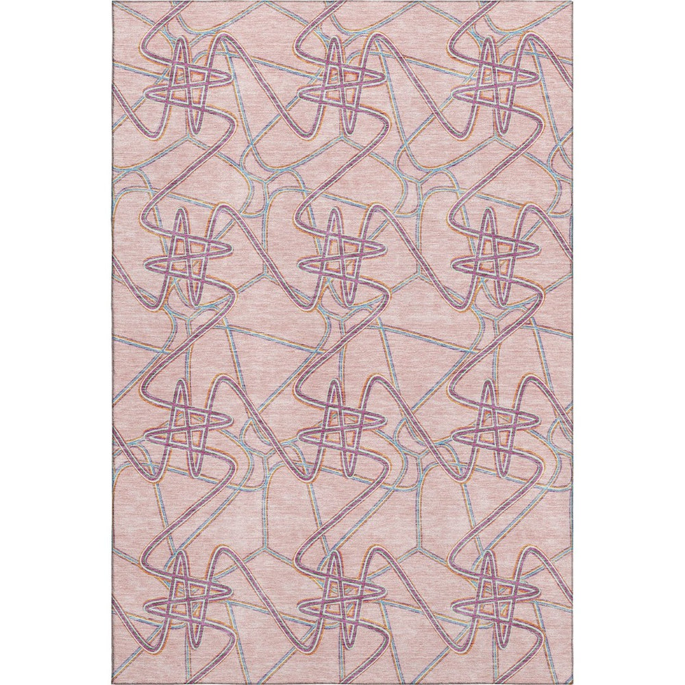 HomeRoots 8' X 10' Vibrant Geometric Washable Area Rug in Pink, Orange & Blue - UV Protected for All Spaces 675316