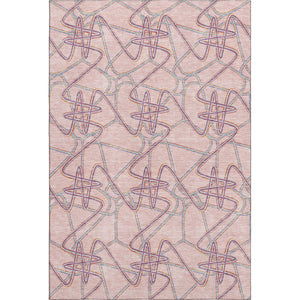 HomeRoots 8' X 10' Vibrant Geometric Washable Area Rug in Pink, Orange & Blue - UV Protected for All Spaces 675316