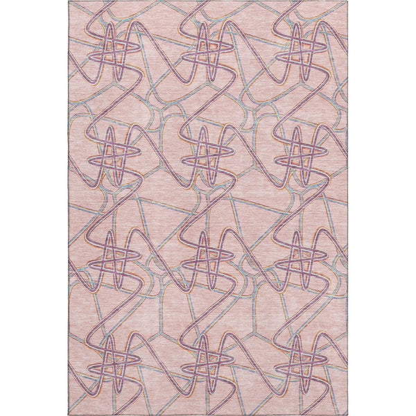HomeRoots 8' X 10' Vibrant Geometric Washable Area Rug in Pink, Orange & Blue - UV Protected for All Spaces 675316