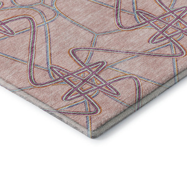 HomeRoots 8' X 10' Vibrant Geometric Washable Area Rug in Pink, Orange & Blue - UV Protected for All Spaces 675316