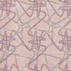 HomeRoots 8' X 10' Vibrant Geometric Washable Area Rug in Pink, Orange & Blue - UV Protected for All Spaces 675316