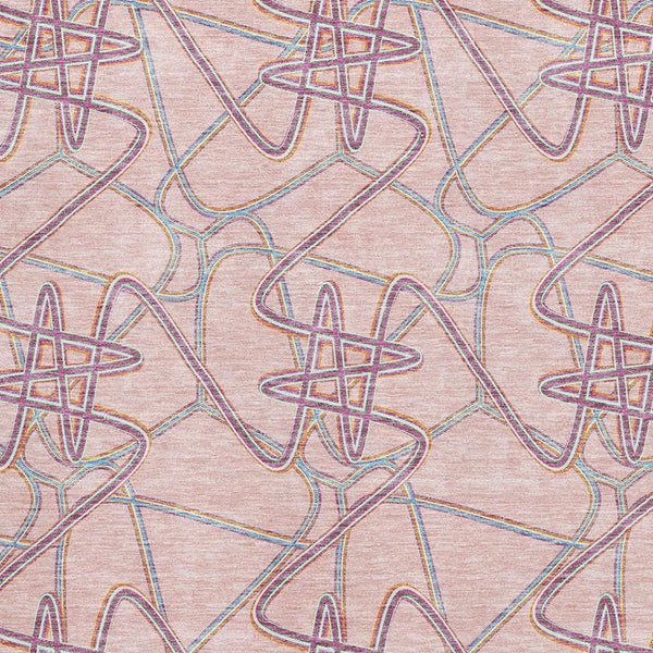 HomeRoots 8' X 10' Vibrant Geometric Washable Area Rug in Pink, Orange & Blue - UV Protected for All Spaces 675316