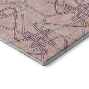 HomeRoots 10' X 14' Stylish Washable Geometric Area Rug in Pink, Orange & Blue - UV Protected & Durable! 675318