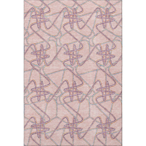 HomeRoots 10' X 14' Stylish Washable Geometric Area Rug in Pink, Orange & Blue - UV Protected & Durable! 675318