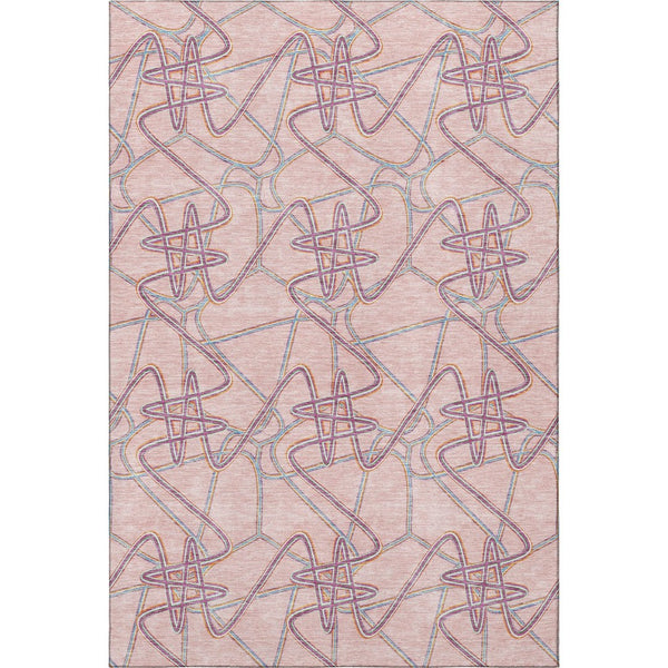 HomeRoots 10' X 14' Stylish Washable Geometric Area Rug in Pink, Orange & Blue - UV Protected & Durable! 675318