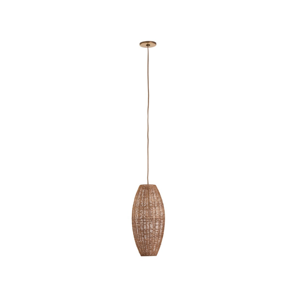 Wildwood Teague Handwoven Raffia Pendant Light — Low-Profile Coastal Fixture For Warm, Diffused Ambient Glow 20.5h x 9w x 9d 67532