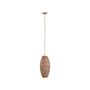 Wildwood Teague Handwoven Raffia Pendant Light — Low-Profile Coastal Fixture For Warm, Diffused Ambient Glow 20.5h x 9w x 9d 67532