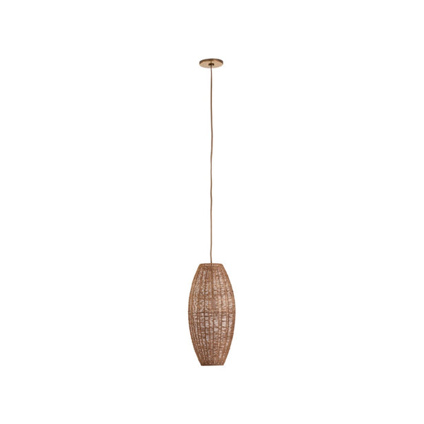 Wildwood Teague Handwoven Raffia Pendant Light — Low-Profile Coastal Fixture For Warm, Diffused Ambient Glow 20.5h x 9w x 9d 67532