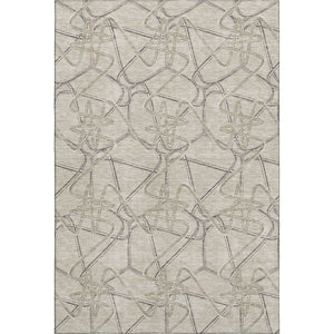 HomeRoots 5' X 8' Beige Ivory Gray Geometric Area Rug - Stylish, Washable, UV Protected for Modern Homes 675320