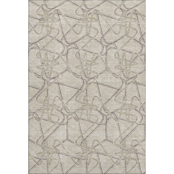 HomeRoots 5' X 8' Beige Ivory Gray Geometric Area Rug - Stylish, Washable, UV Protected for Modern Homes 675320