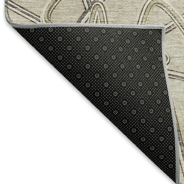 HomeRoots 5' X 8' Beige Ivory Gray Geometric Area Rug - Stylish, Washable, UV Protected for Modern Homes 675320