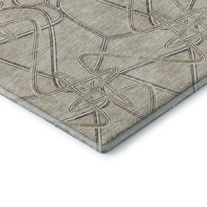 HomeRoots 5' X 8' Beige Ivory Gray Geometric Area Rug - Stylish, Washable, UV Protected for Modern Homes 675320
